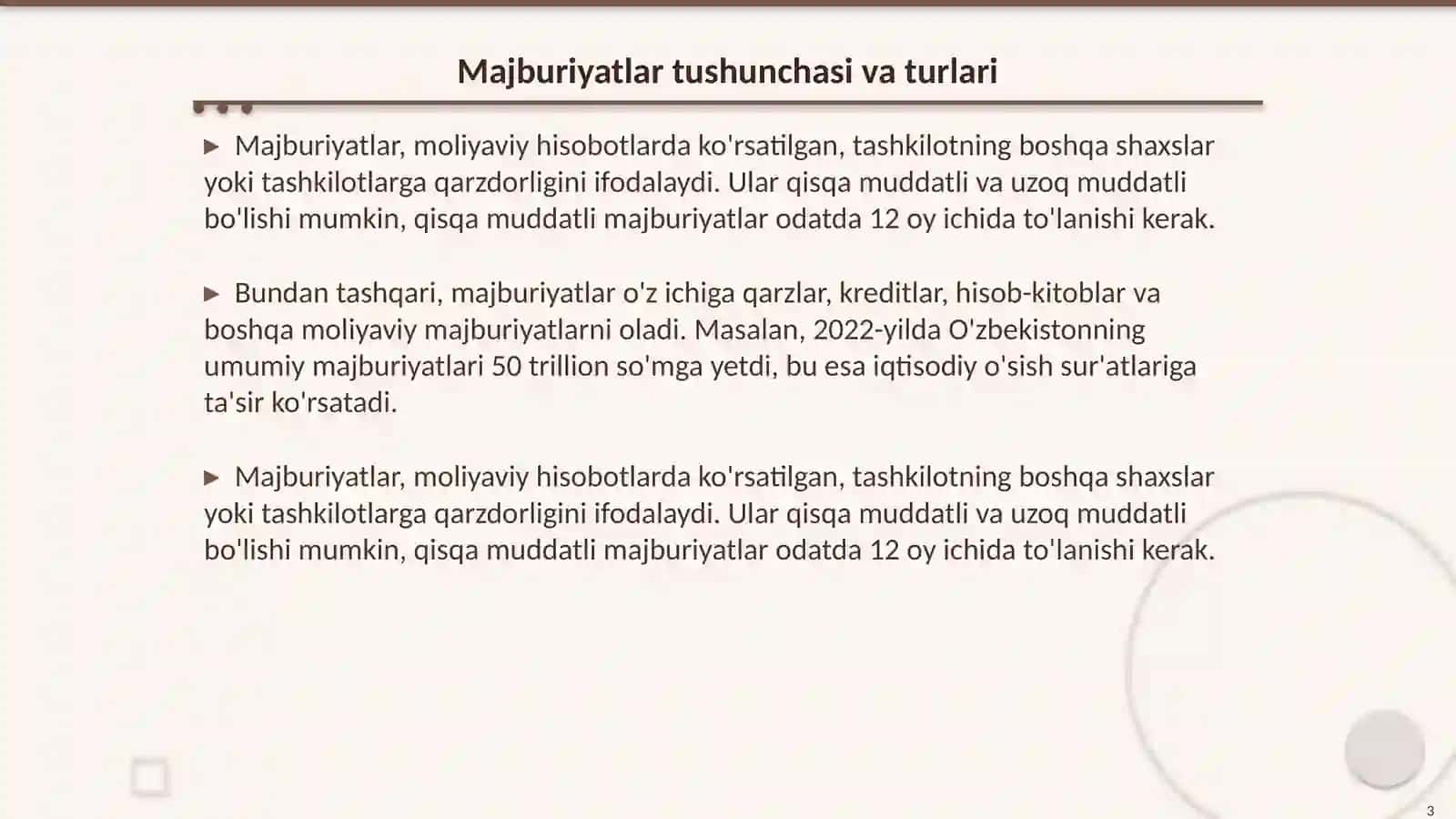 Majburiyatlar va xususiy kapital auditi 3