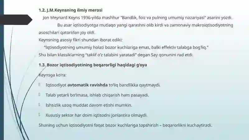 Keyns makroiqtisodiy muvozanat nazariyasi 3
