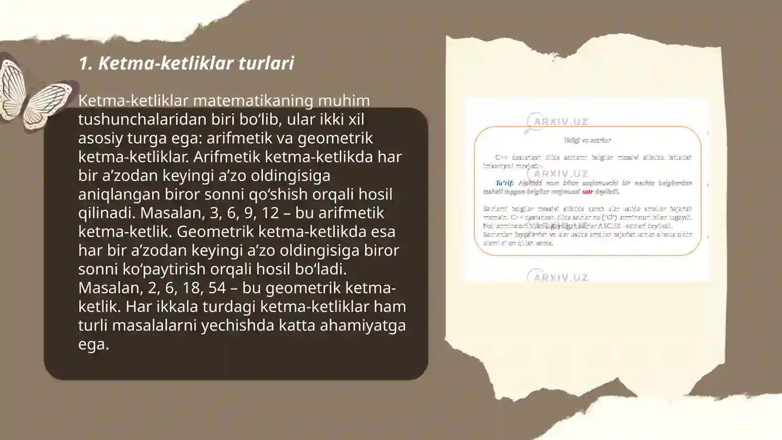 Ketma-ketliklar va massivlarni saralash 3