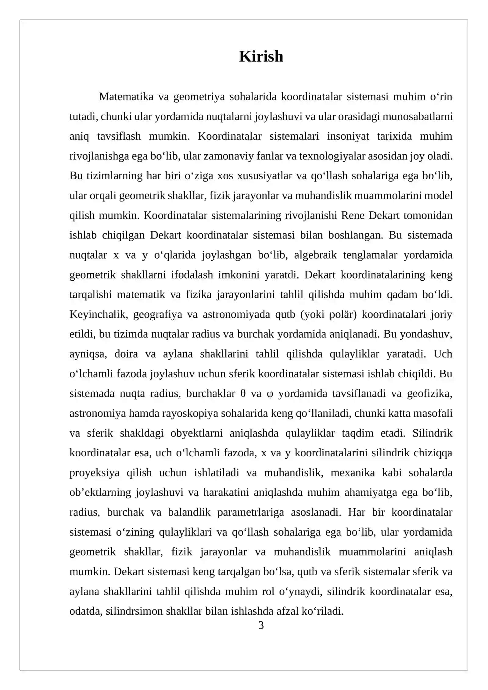 KOORDINATALAR SISTEMASI- DEKART,QUTB, SFERIK VA SILINDRIK KOORDINATALAR SISTEMASI 3