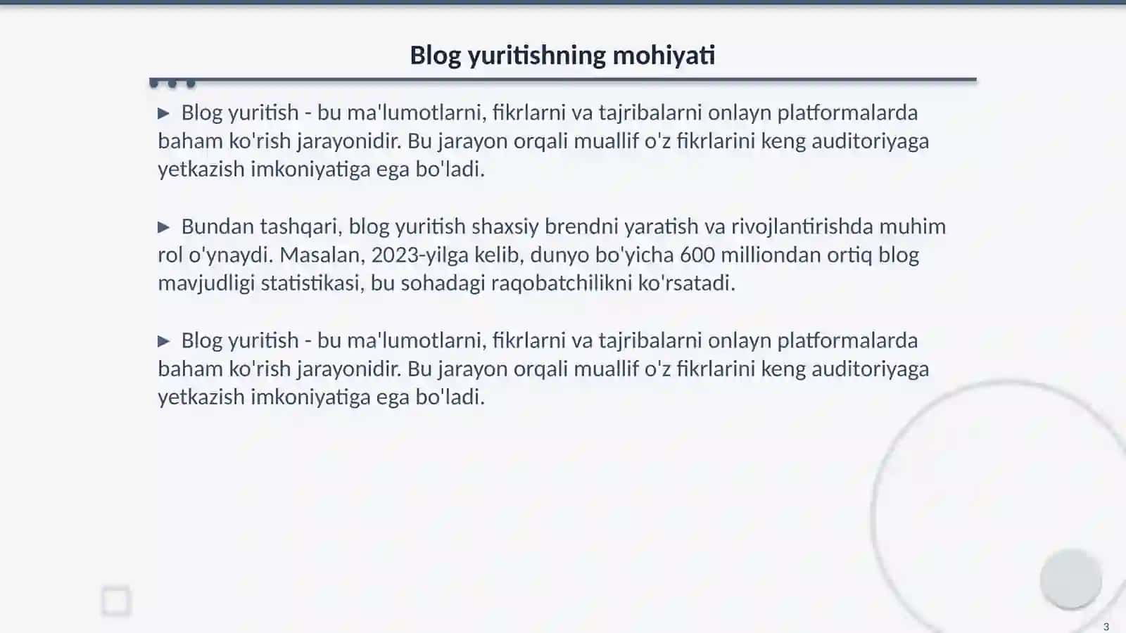 Blog yuritish va kontent reja tuzish 3