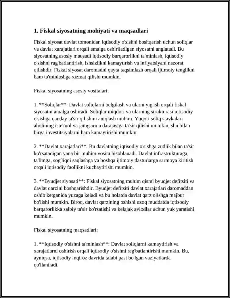 FISKAL SIYOSAT, BYUDJET DEFITSITI VA DAVLAT QARZI 3