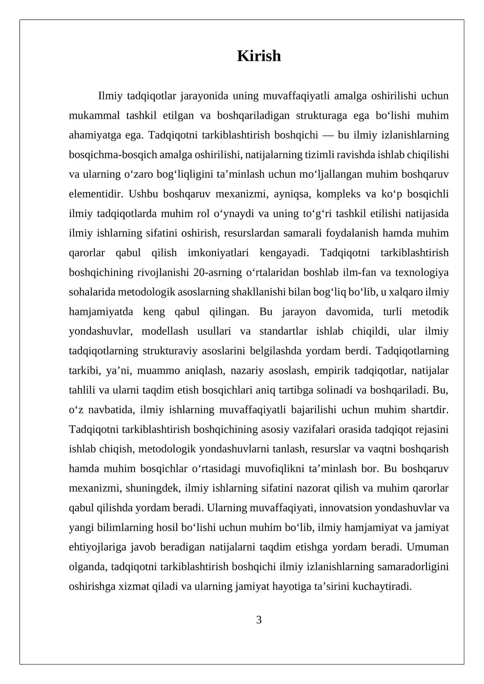 Tadqiqotni Tarkiblashtirish Boshqichi 3