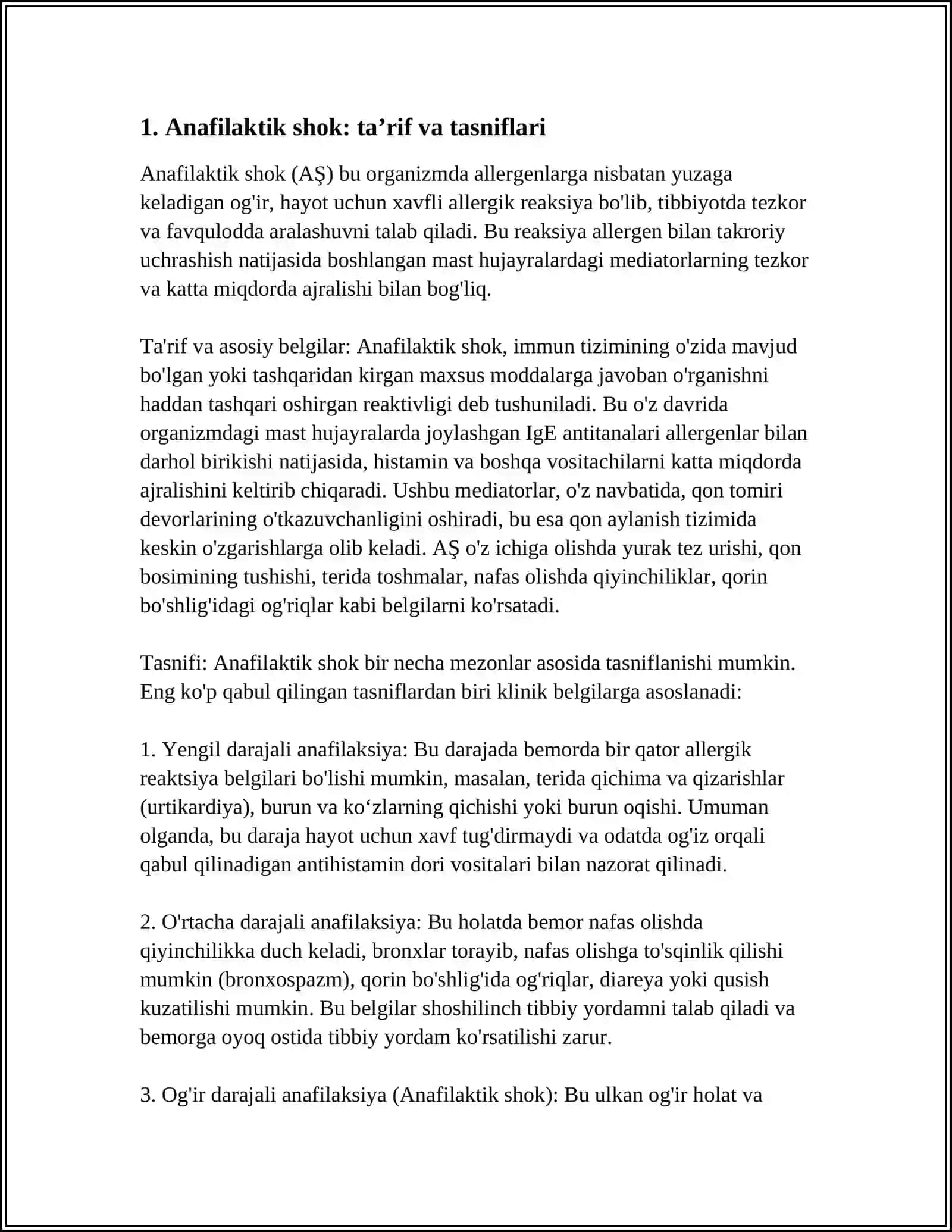 ANAFILAKTIK SHOK VA UNI DAVOLASH 3