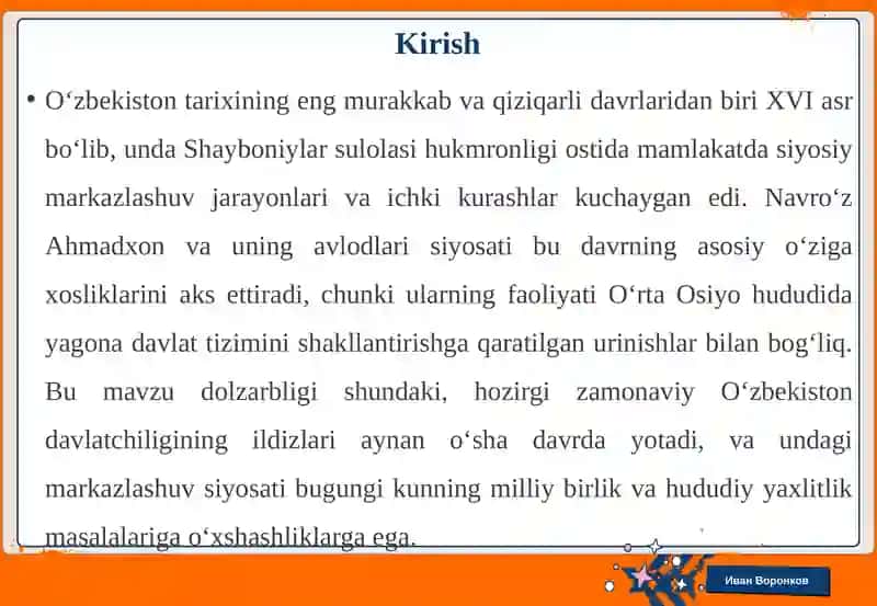 Navro‘z Ahmadxon va uning avlodlari siyosati: markazlashuv va ichki kurashlar 3