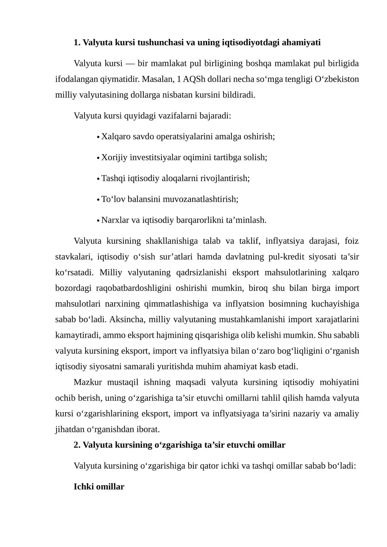 VALYUTA KURSINING O‘ZGARISHI HAMDA UNING EKSPORT, IMPORT VA INFLYATSIYAGA TA’SIRI 3