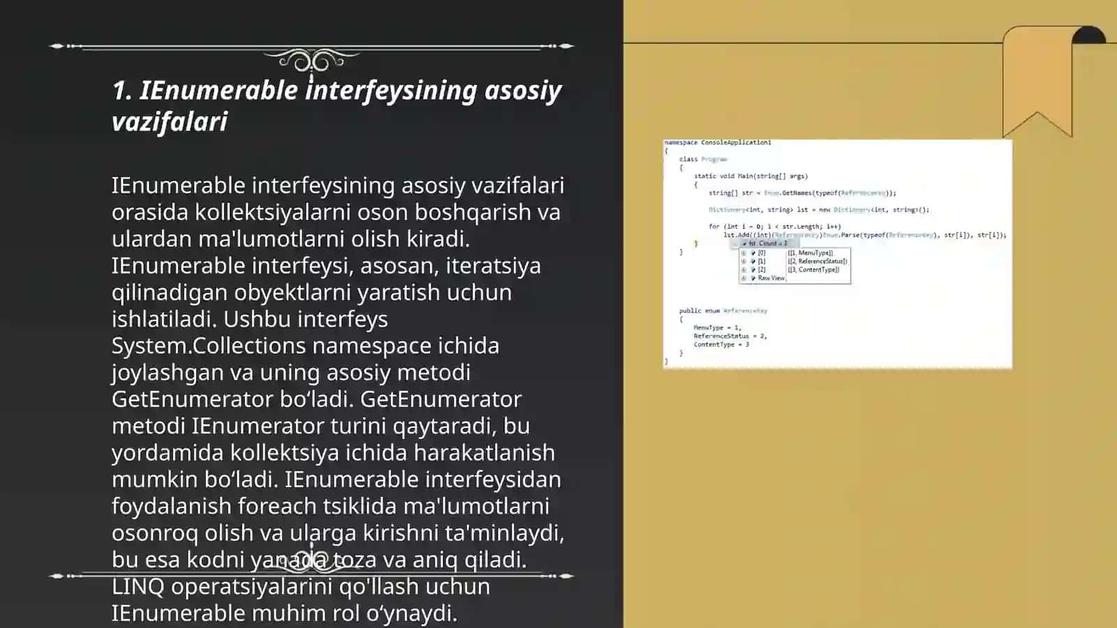 IEnumerable va IEnumerator interfeyslari 3