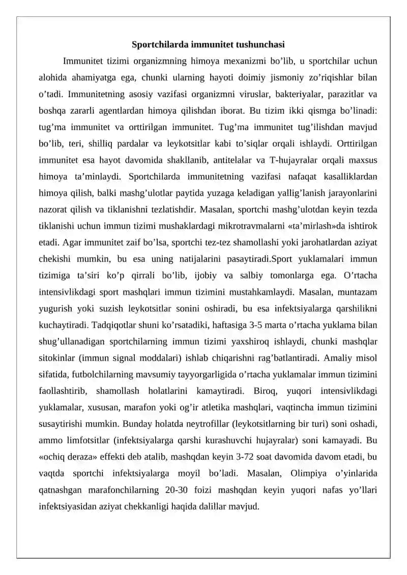 Sportchilarda immunitet tushunchasi 3
