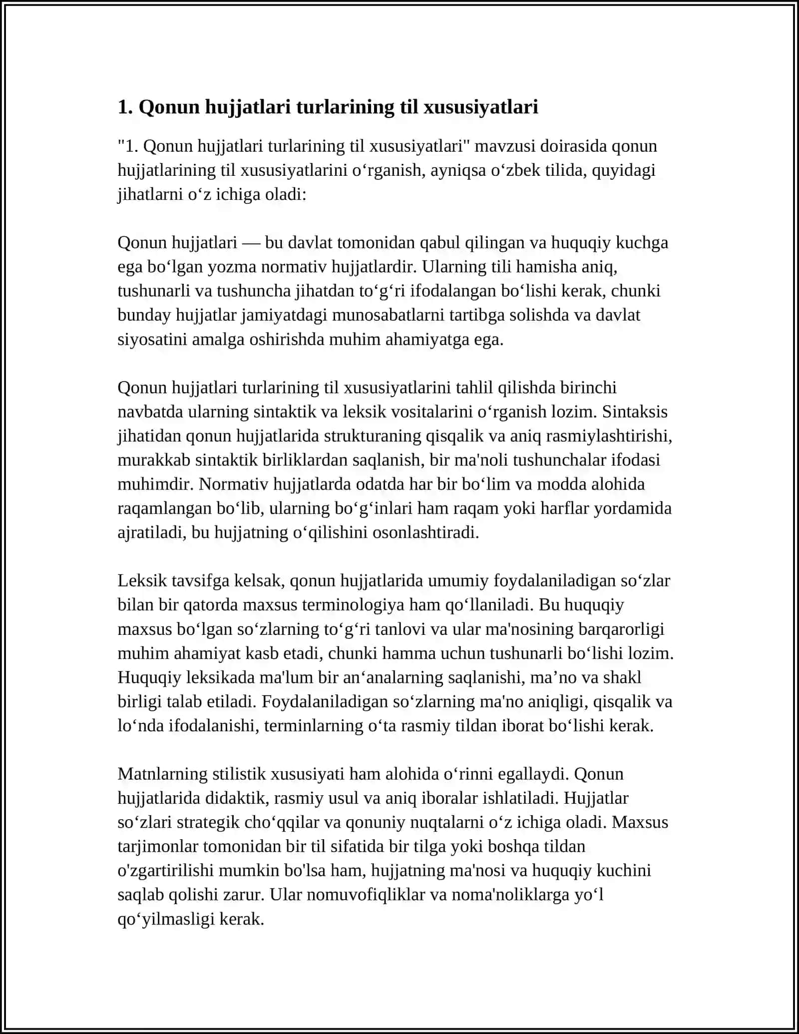 Qonun hujjatlari turlarining til xususiyatlari 3