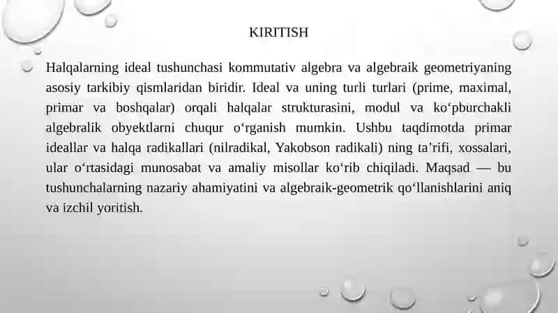 Halqa radikali. Primar ideallar 3