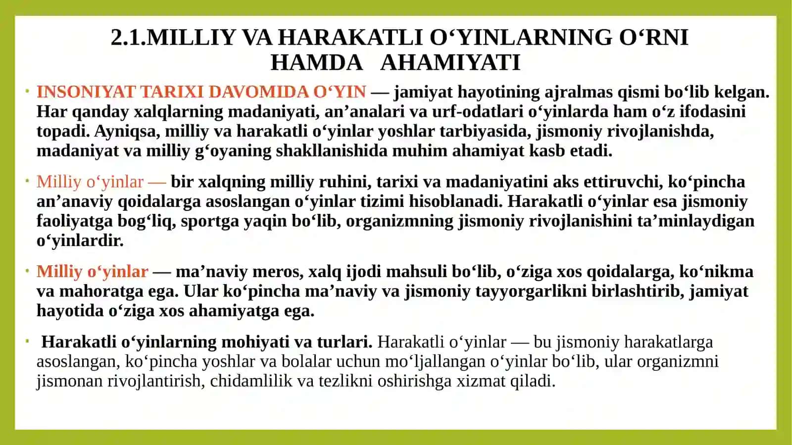MILLIY VA HARAKATLI O‘YINLARNI O‘QITISH METODIKASI 3