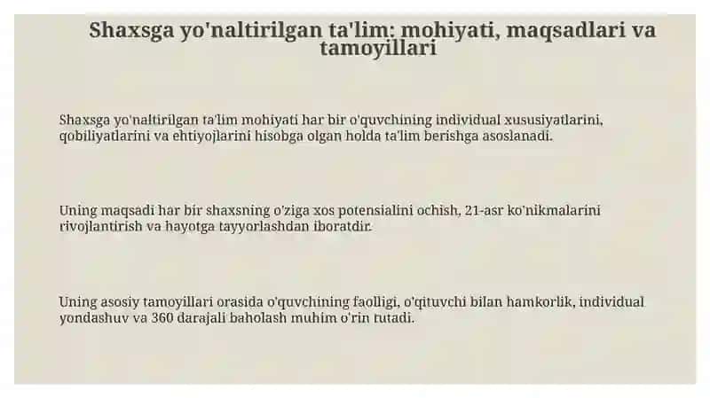 Shaxsga Yo'naltirilgan Ta'lim 3