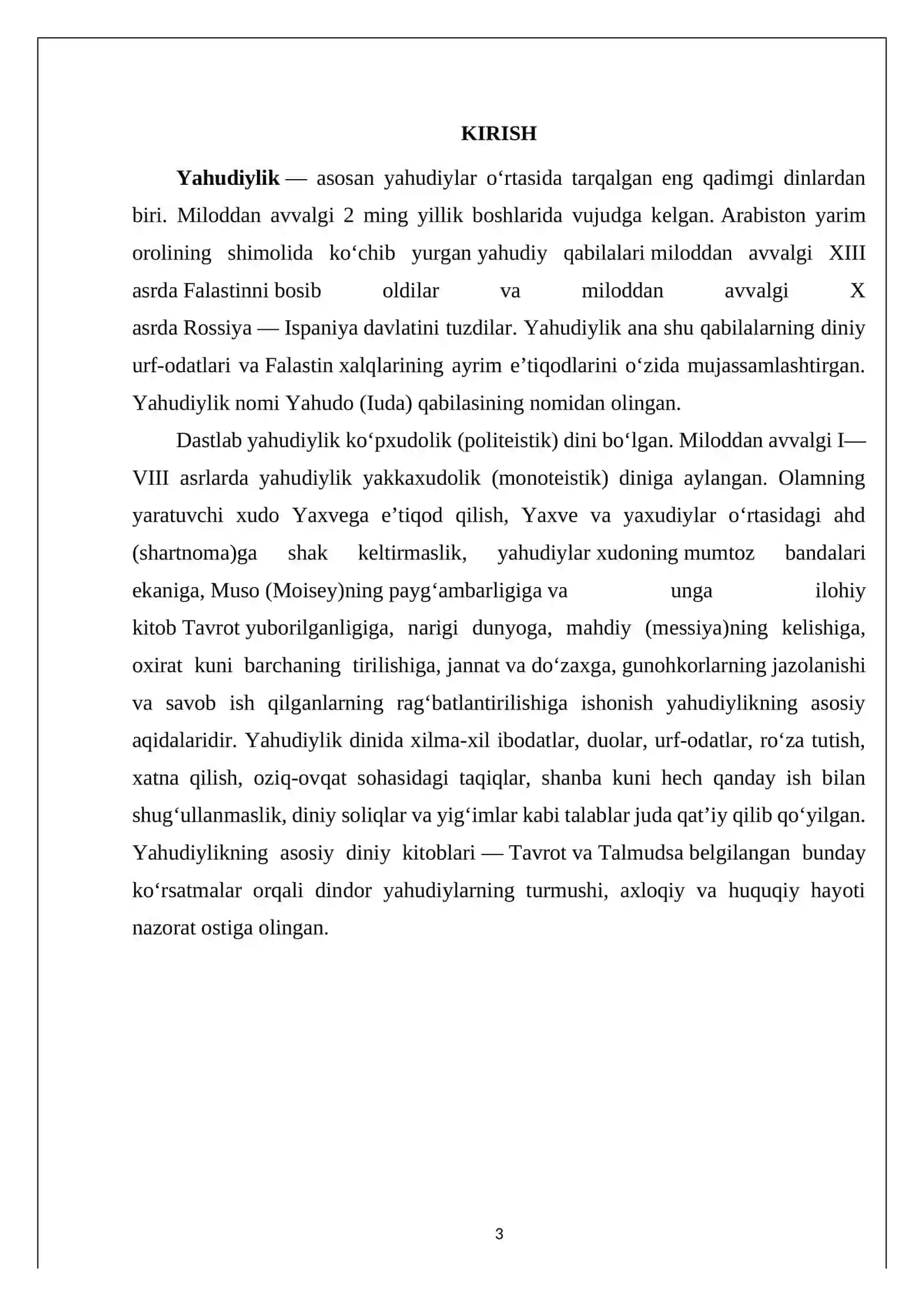 Yaxudiylik dini ta'limoti 3