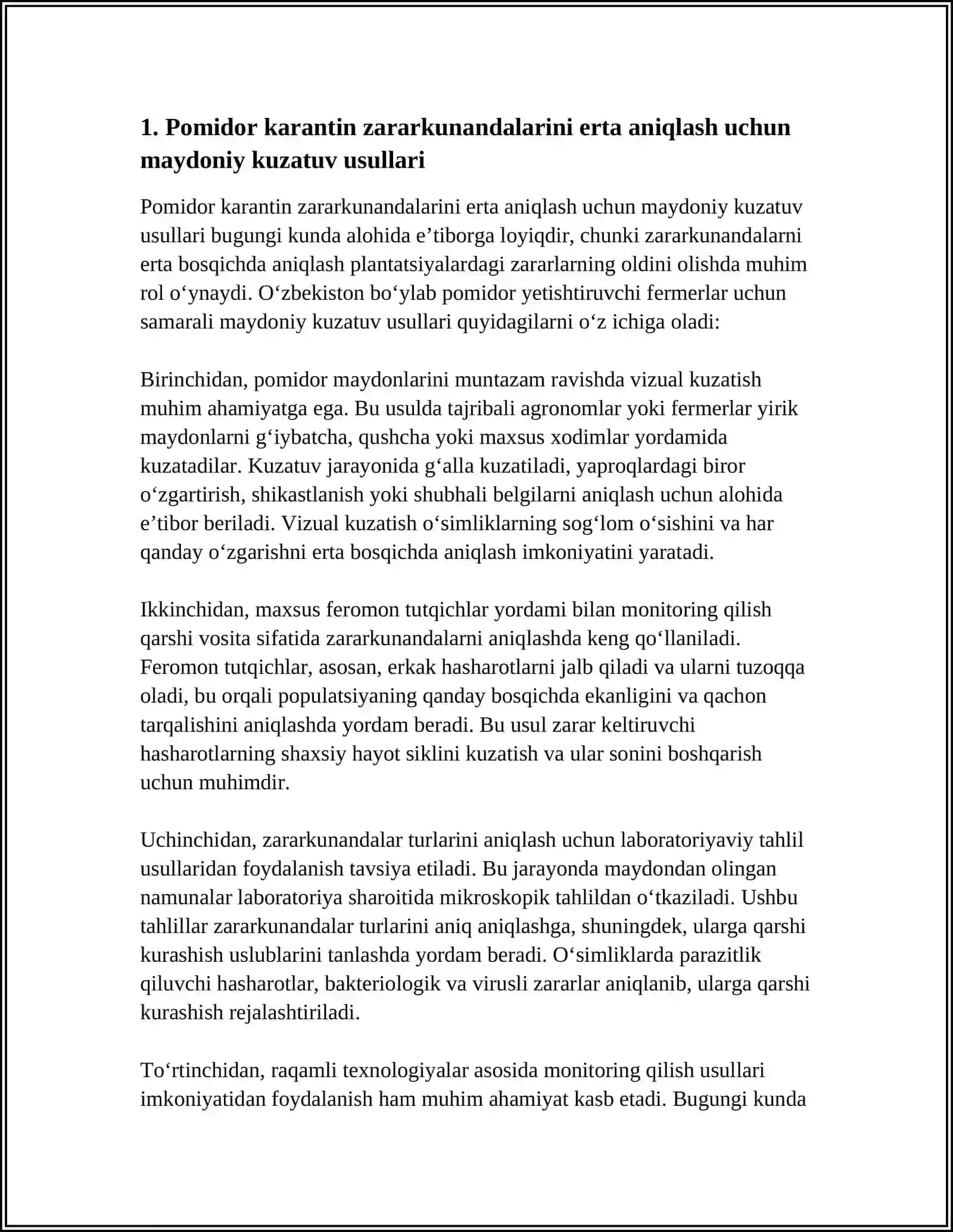POMIDOR KARANTIN ZARARKUNANDALARINI OLDINDAN ANIQLASH 3