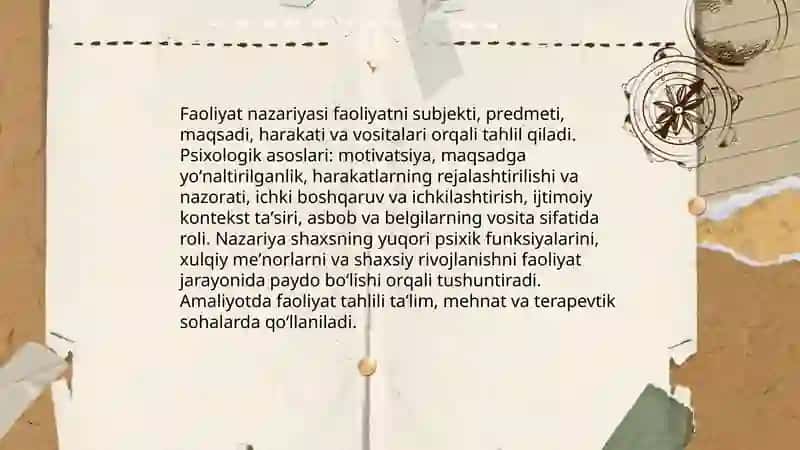 Umumiy psixologiyadan faoliyat mavzusi 3