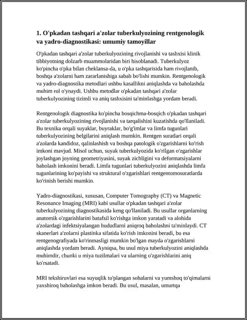 O'PKADAN TASHQARI A'ZOLAR TUBERKULYOZINING RENTGENOLOGIK VA NUR DIAGNOSTIKASI 3