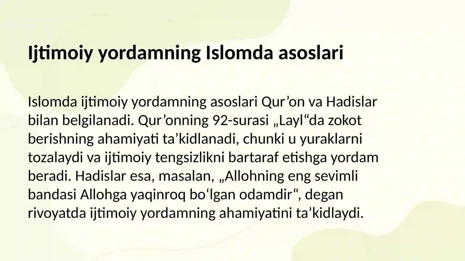 Islom dinida ijtimoiy yordam masalalari 3