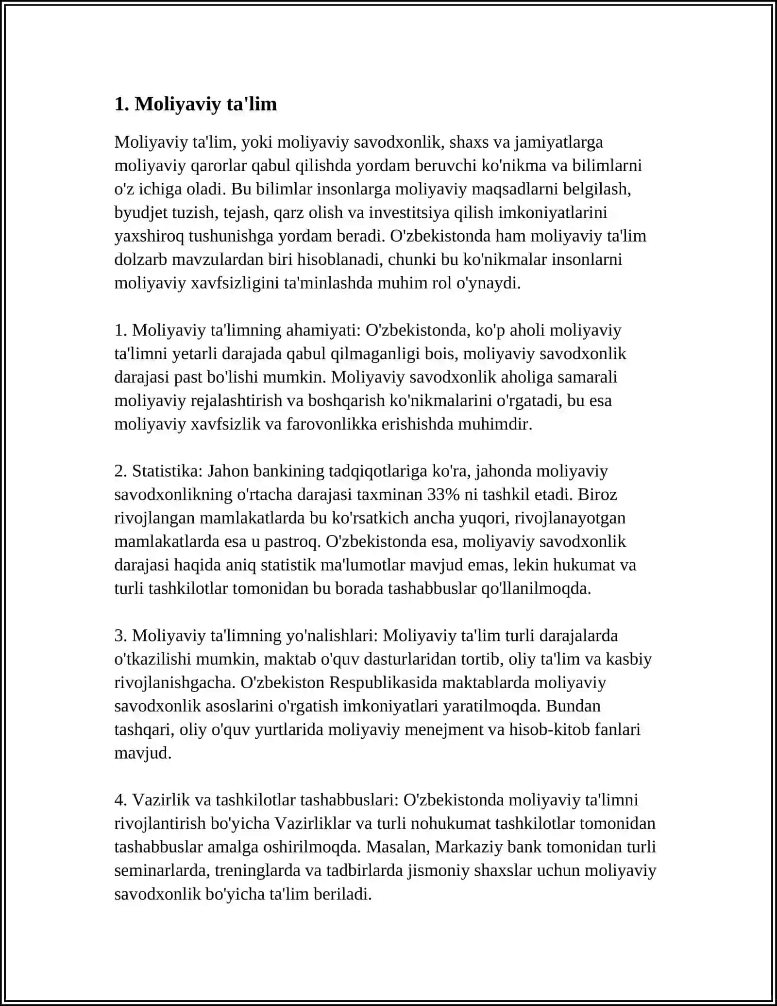 Moliyaviy Savodxonlik Tushunchasi 3
