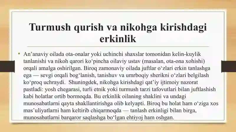 Zamonaviy oilaning oʻziga xos xususiyatlari 3