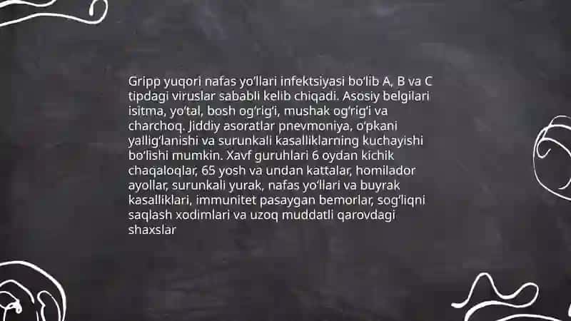 Grip: xavf guruhlari va vaksinalar ròli 3