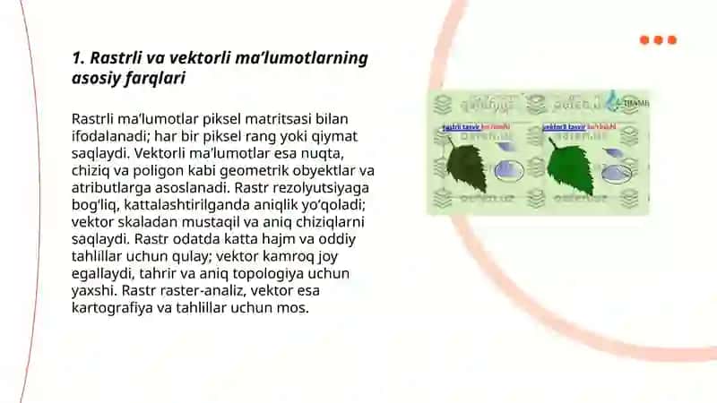Rastrli va Vektorli maʼlumotlarning xususiyatlari 3