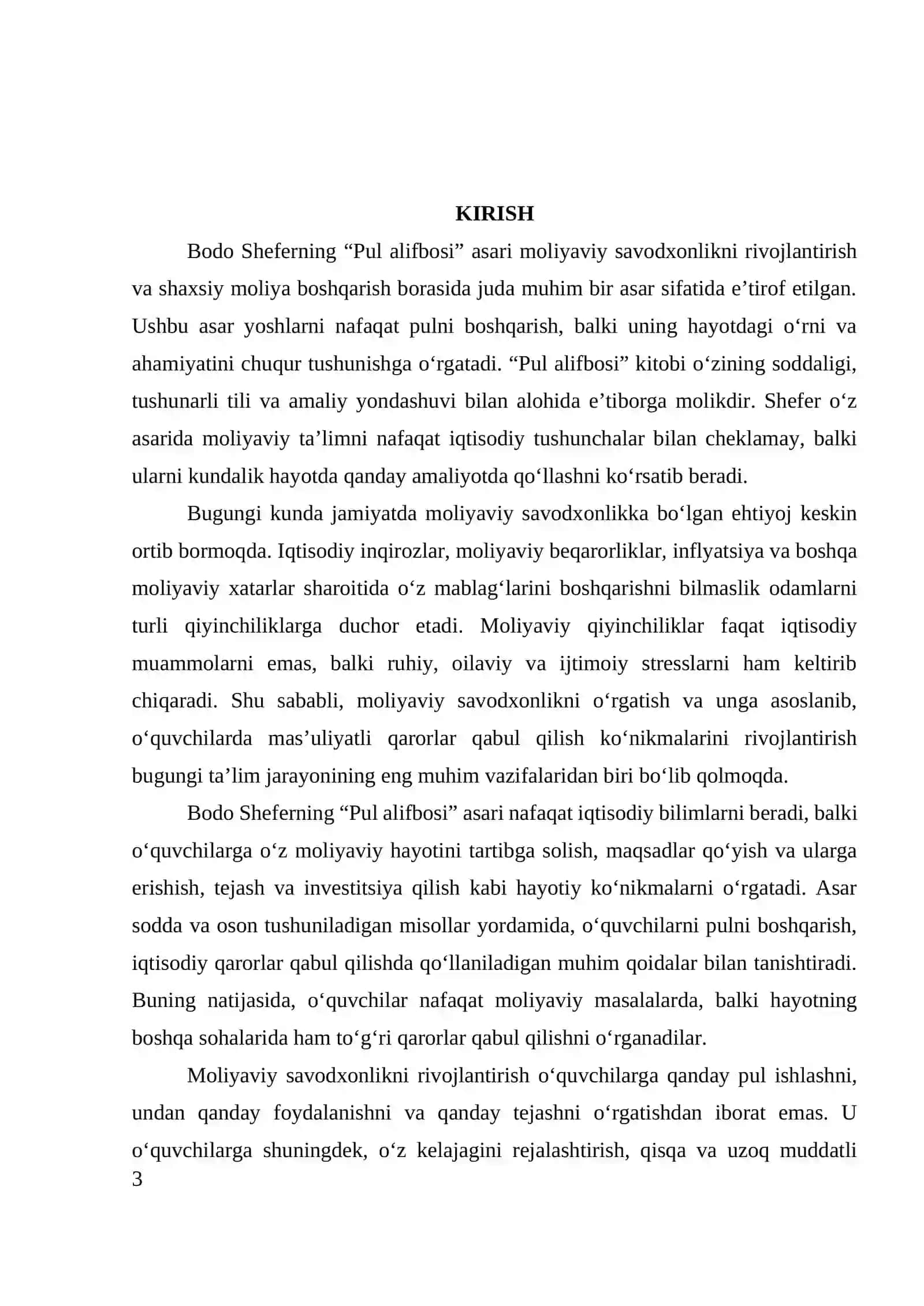 Bodo Sheferning “Pul alifbosi” asaridagi 3