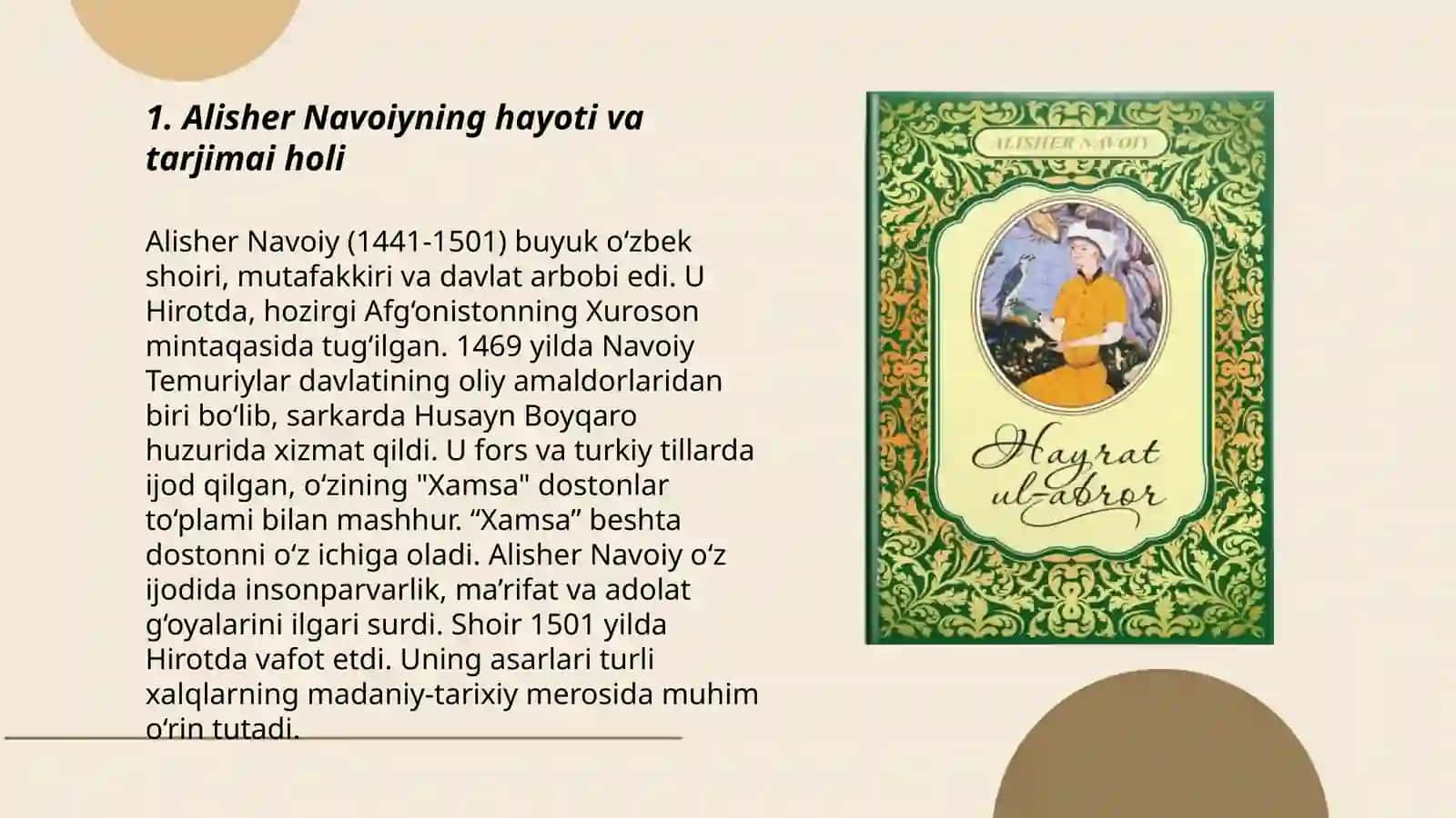 Alisher Navoiy hayoti va ijodi, uning lirikasi 3