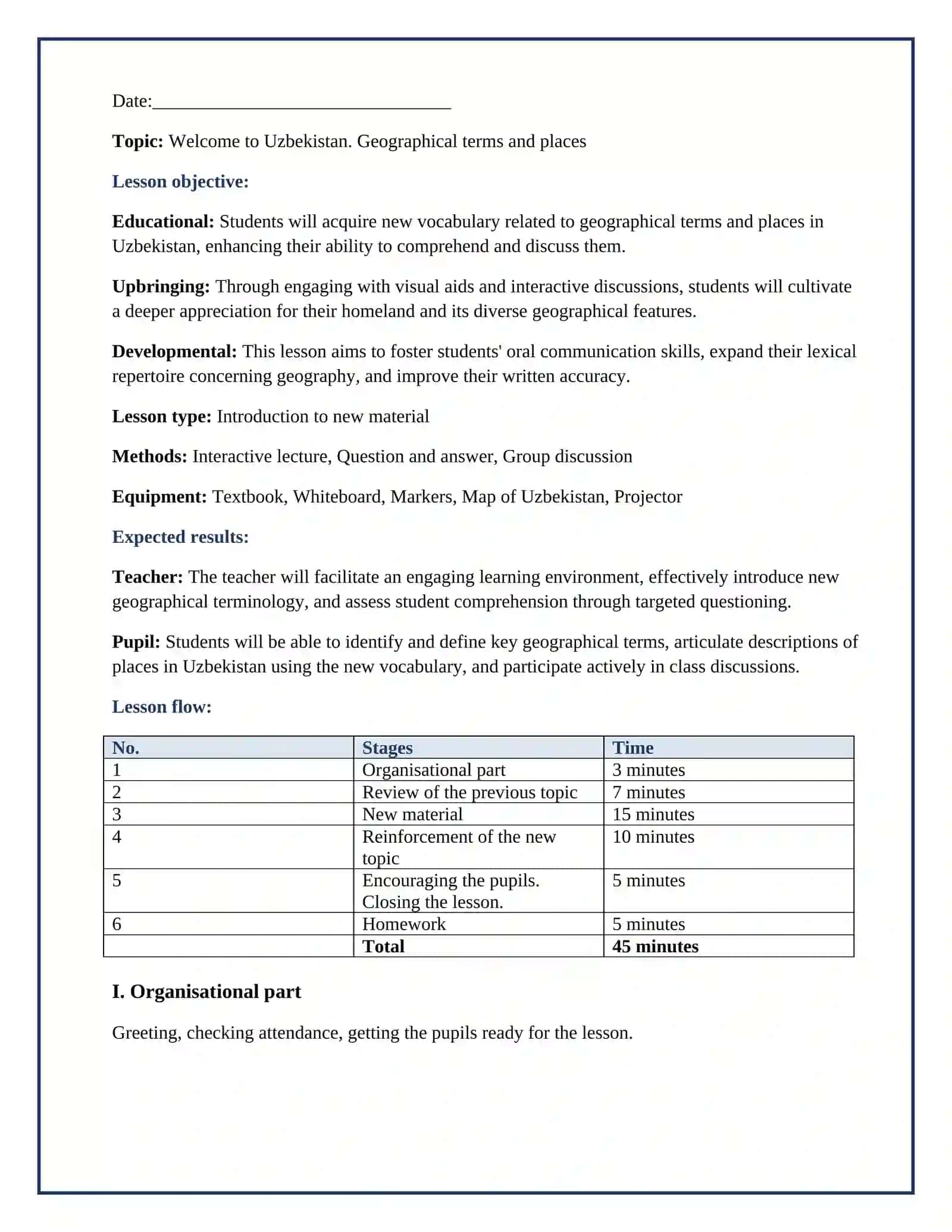 Lesson on Welcome to Uzbekistan. Geographical terms and places 3