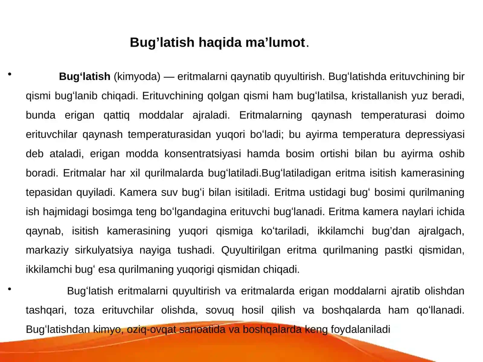 Bug’latish jaraioni. Birkorpusli bug’latish apparati 3