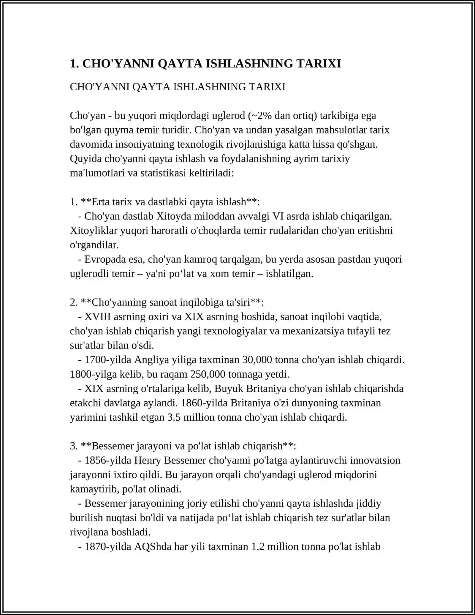 CHO'YANNI QAYTA ISHLASH 3