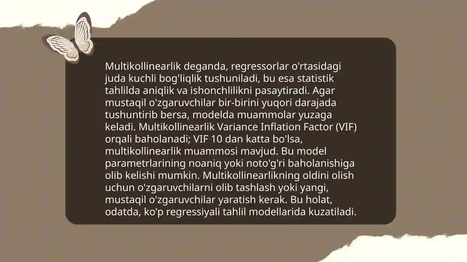 Multikollinearlik muammosi va uni hal qilish 3