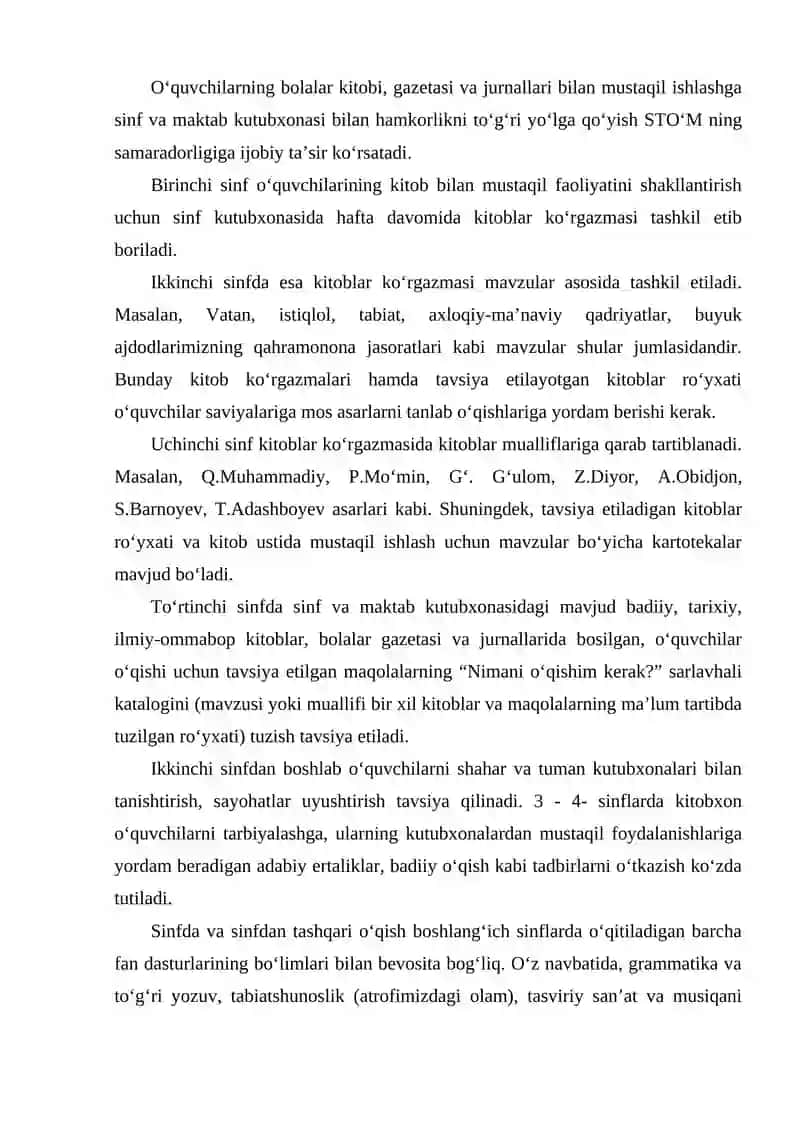 Sinfdan tashqari o‘qish mashg‘ulotlarini tashkil etish usullari 3