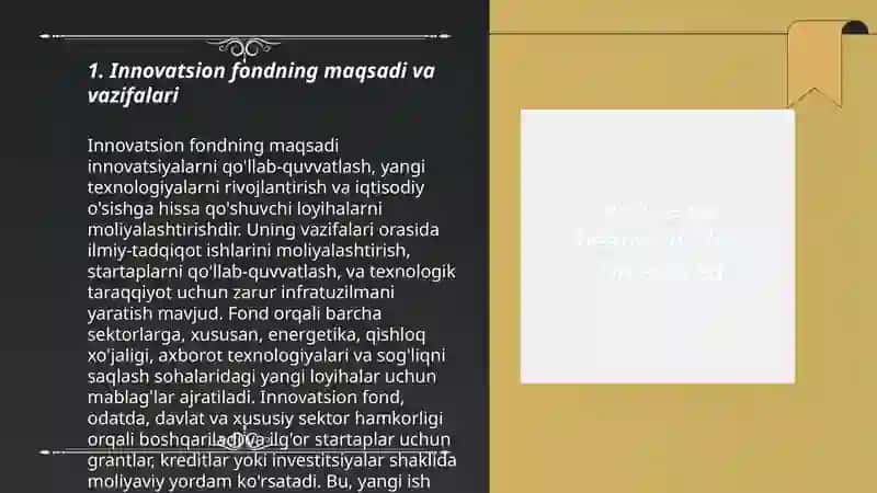 Innovatsion fond va davlat xususiy sherikchilik(DXSh) 3