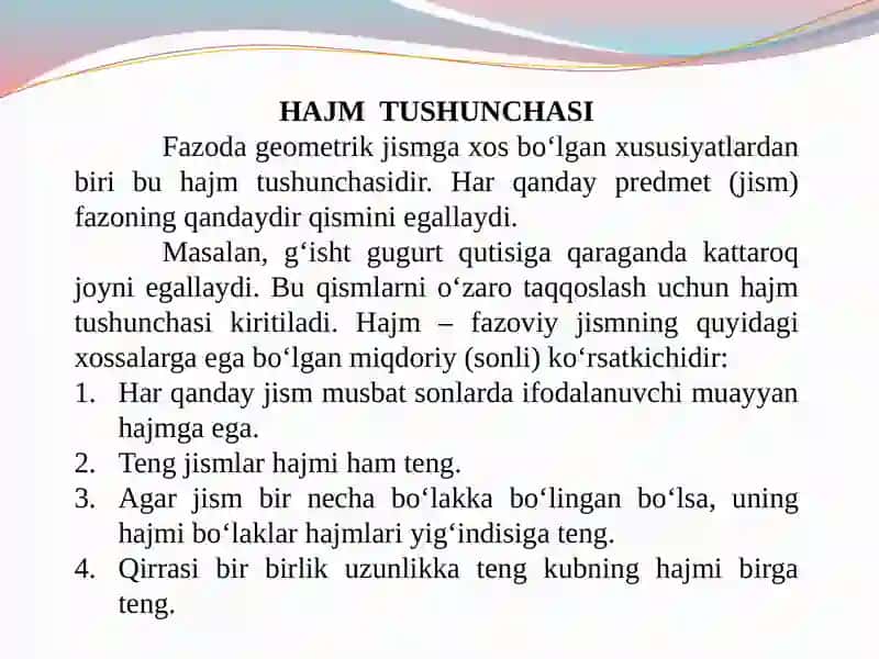 Geometriya fanida prizmaning hajmi 3