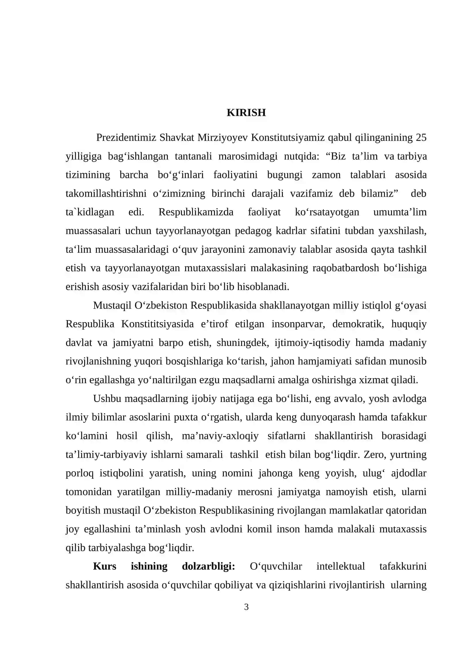 Matematika o’qitish metodikasi ta’lim yo’nalishi KURS ISHI 3