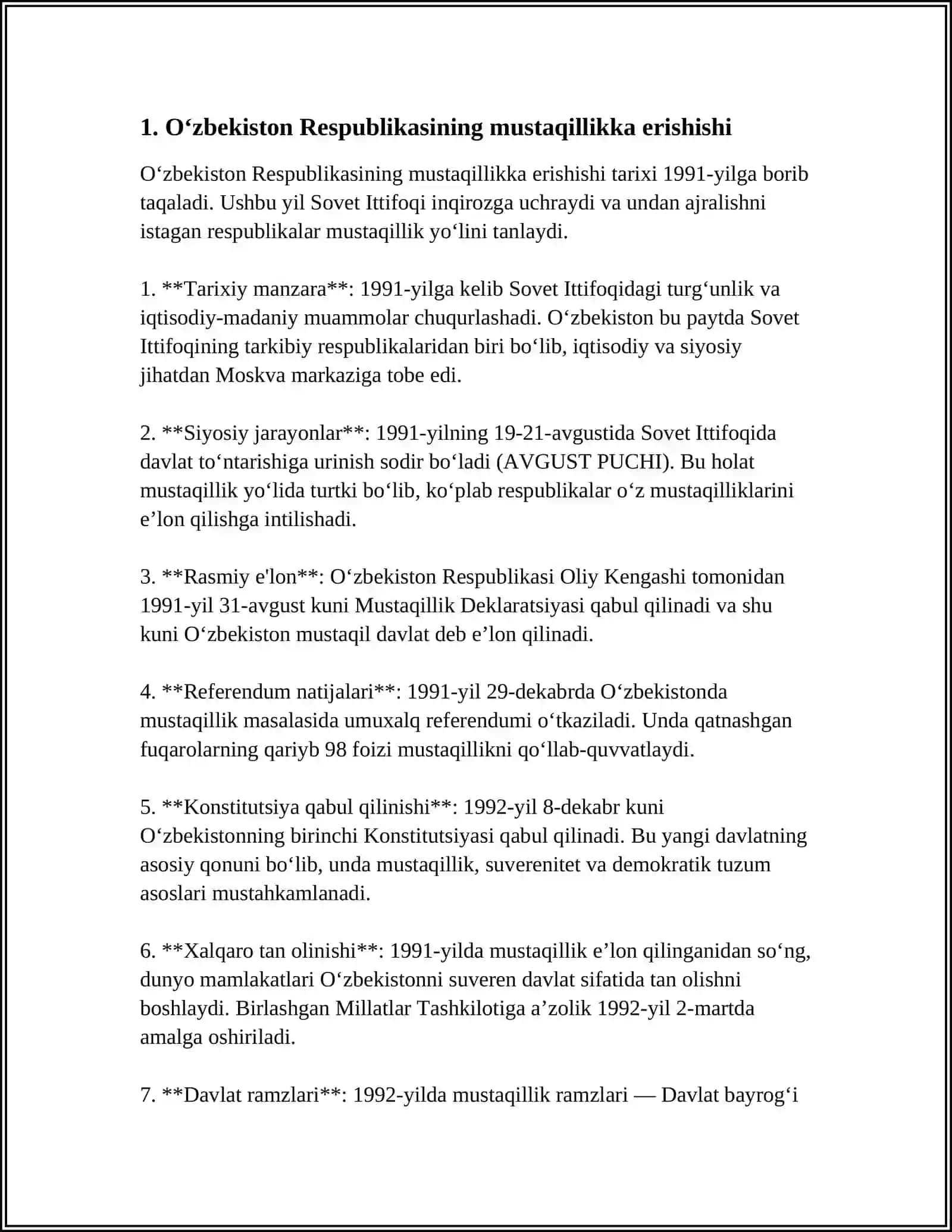 OʻZBEKISTON RESPUBLIKASINI TASHKIL TOPISHI 3