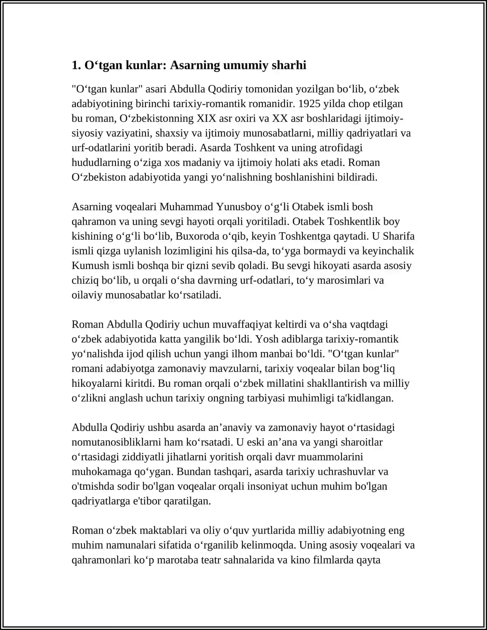 "O‘TGAN KUNLAR”DA AVTOR NUTQI VA UNING XUSUSIYATLARI 3