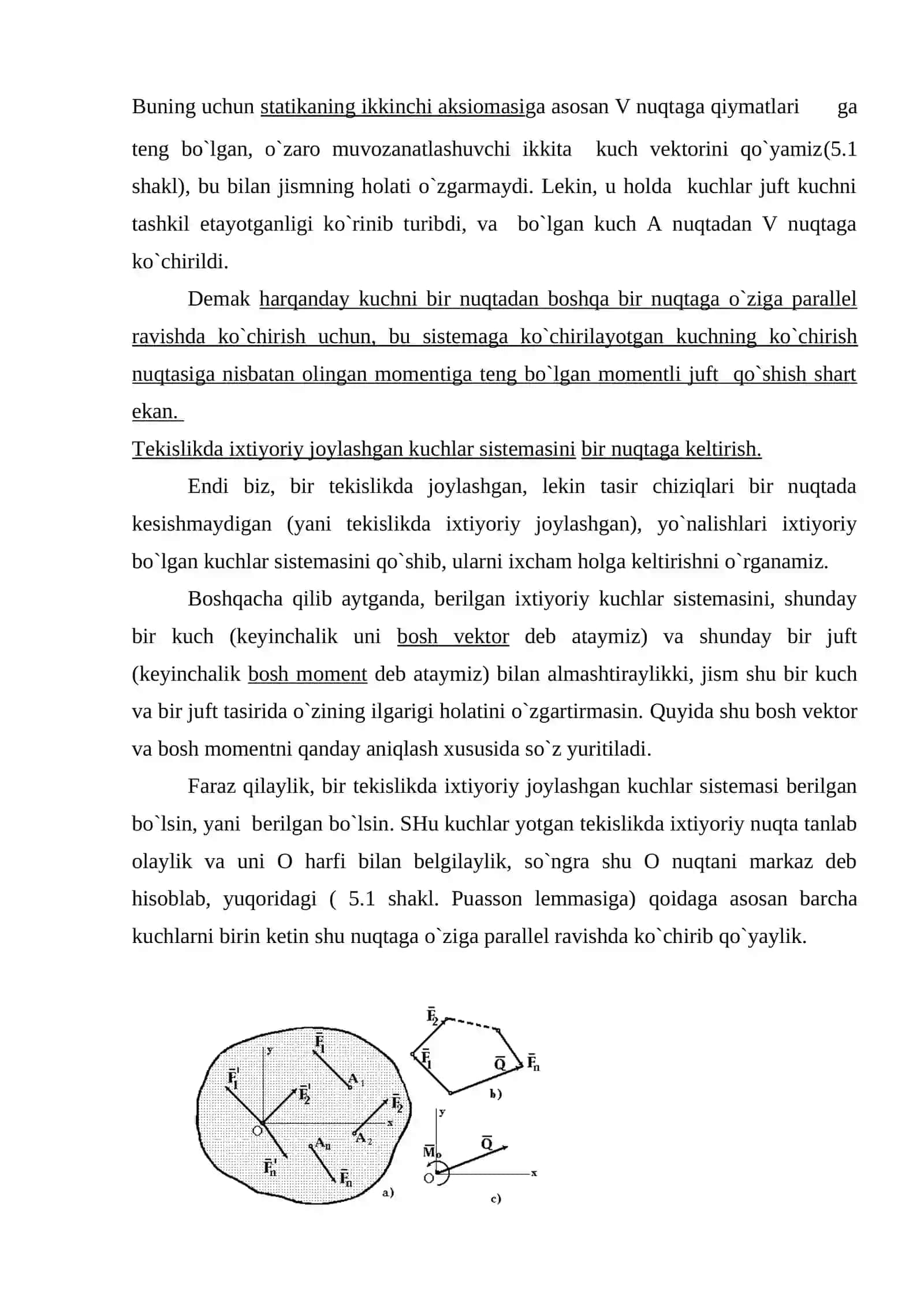 Tekislikda ixtiyoriy joylashgan kuchlar sistemasi sodda xolga keltirish 3
