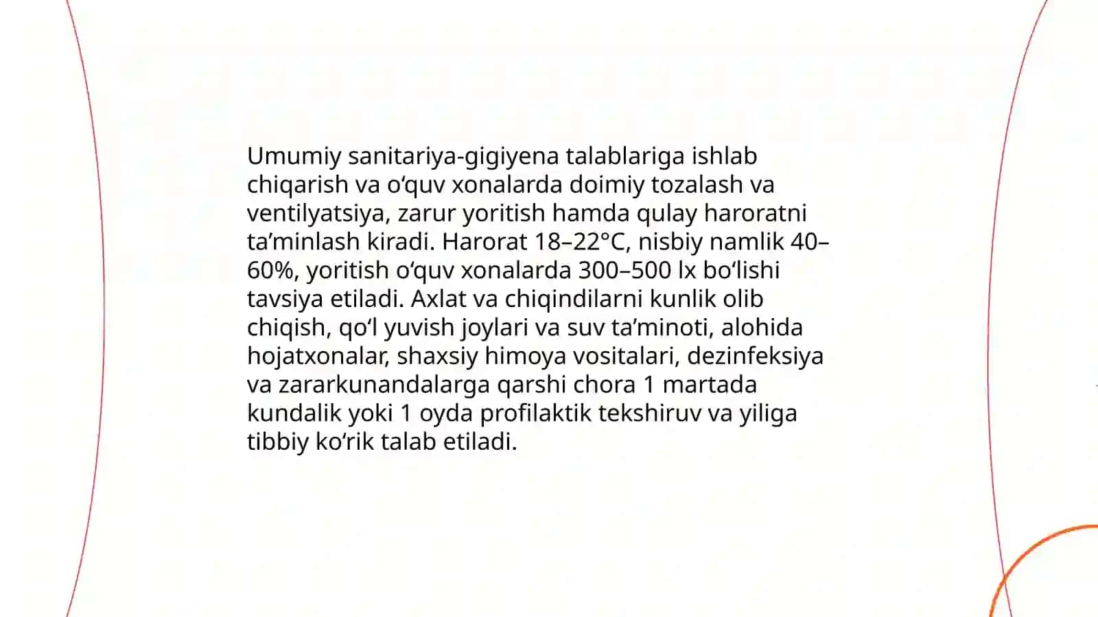 Ishlab chiqarish va õquv xonalarining sanitariya talablari 3