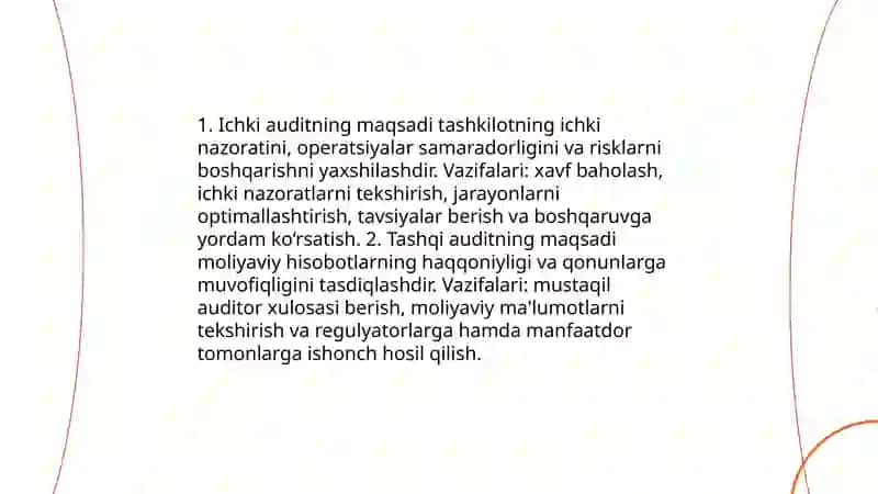 Ichki audit va tashqi audit o‘rtasidagi farqlar 3