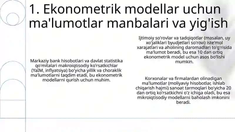 Ekonometrik modellarning axborot taminoti 3