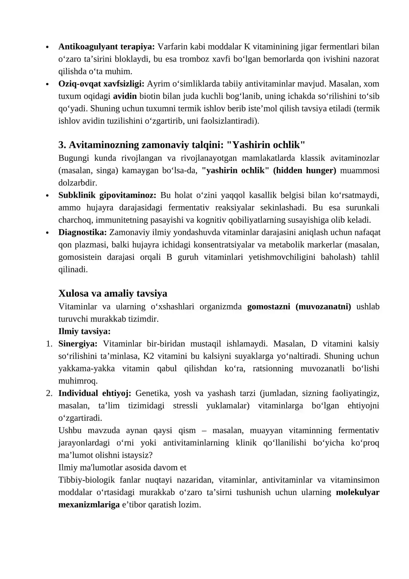 Vitaminsimon moddalar, antivitaminlar, avitaminozlar 3