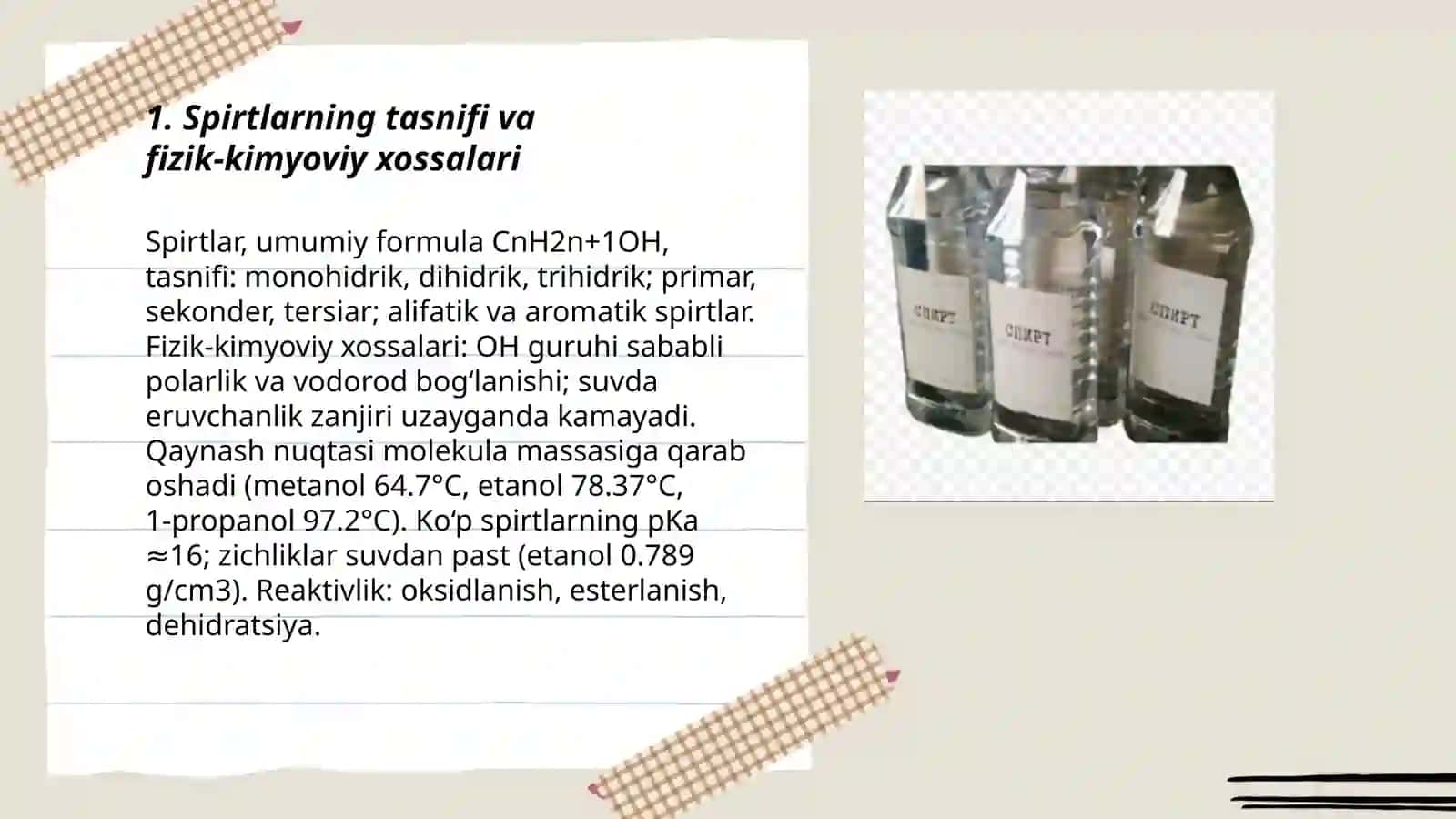 Spirtlar kimyoviy texnologiyasi 3