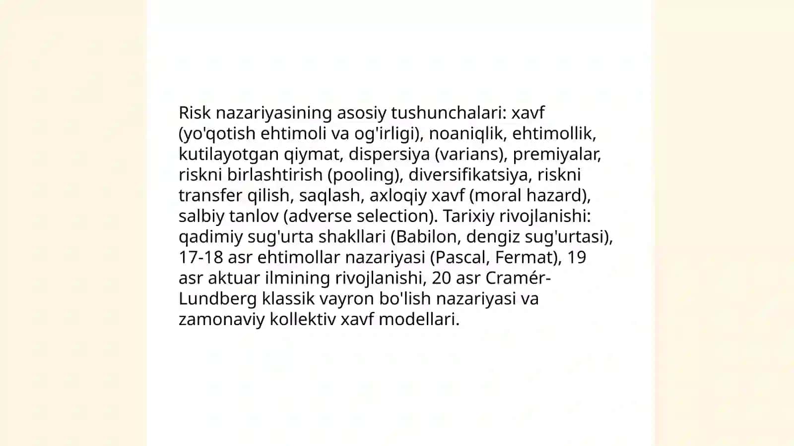 Risk nazariyasi va uning sug'urtadagi roli 3