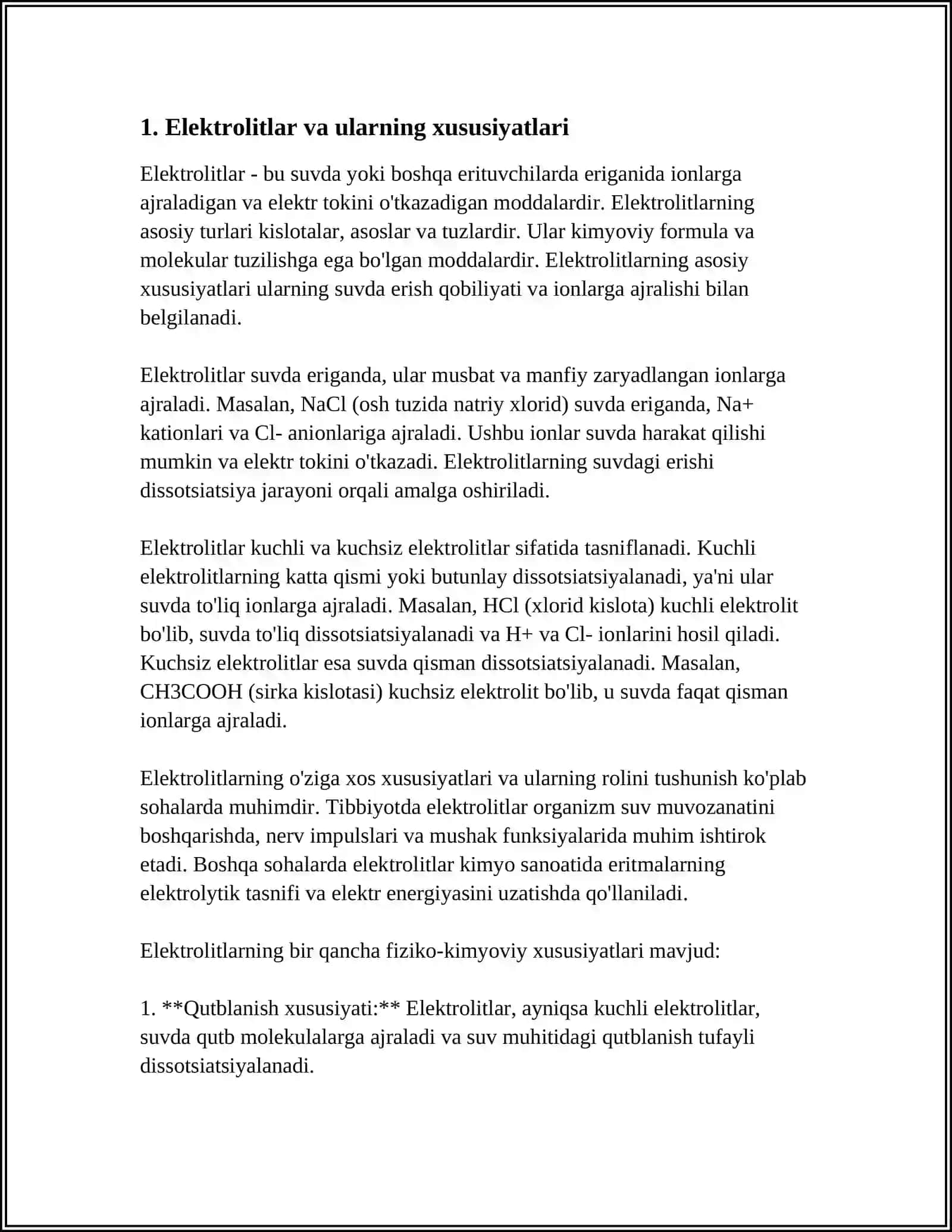 ELEKTROLIT VA NOELEKTROLIT MODDALAR ERITMALARI 3