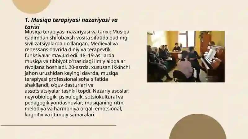 Musiqa terapiyasi nazariyasi va tarixi 3