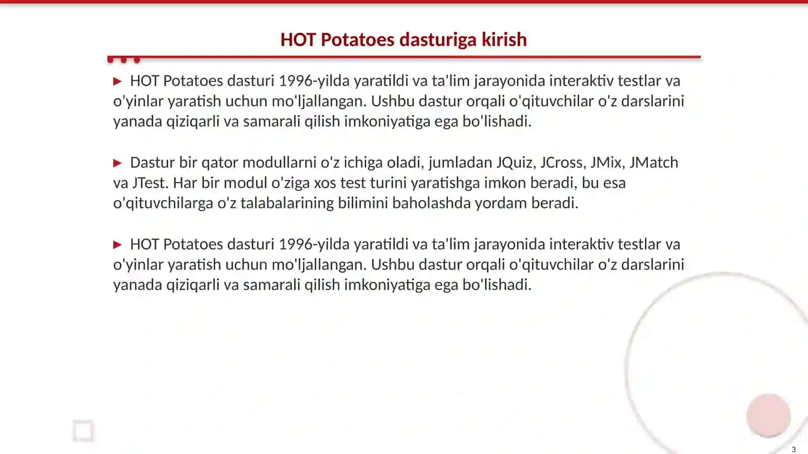 HOT Potatoesda test yaratish. HOT Potatoes da krossvord yaratish 3