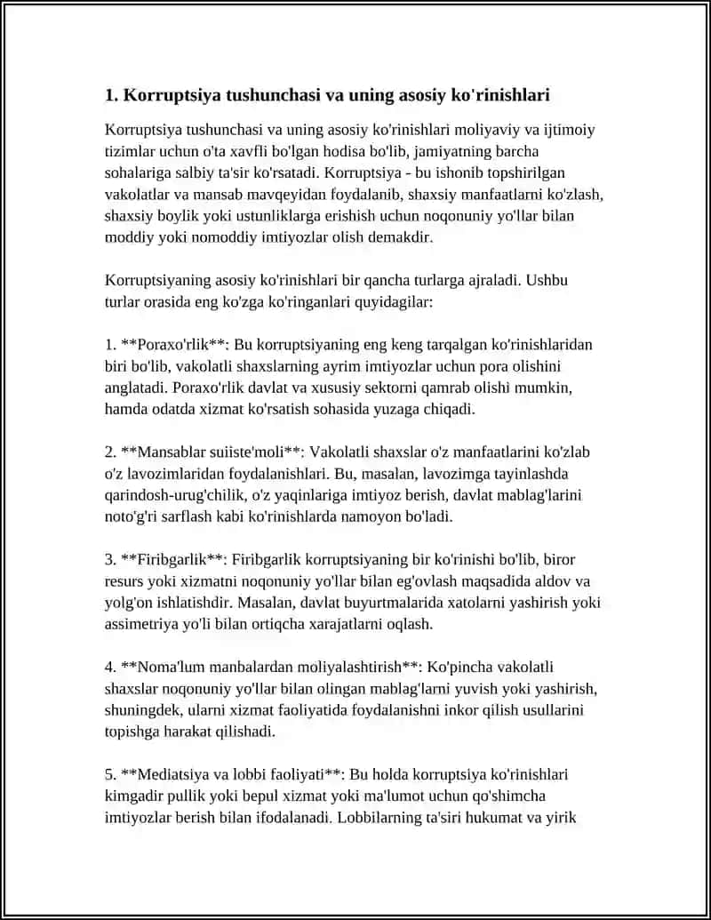 KORRUPSIYA VA UNING ASOSIY KORINISHLARI 3