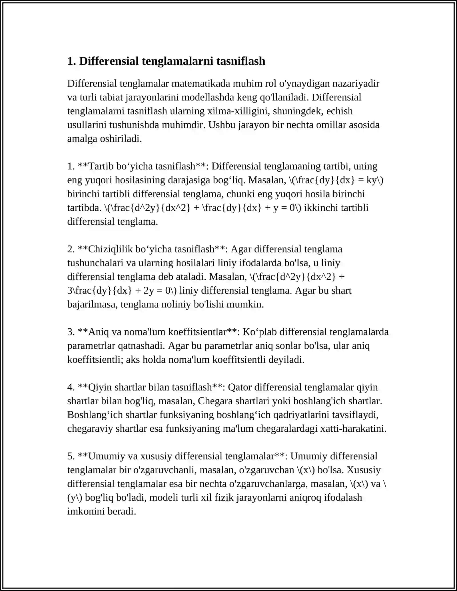 ODDIY DIFFERENTSIAL TENGLAMALAR 3