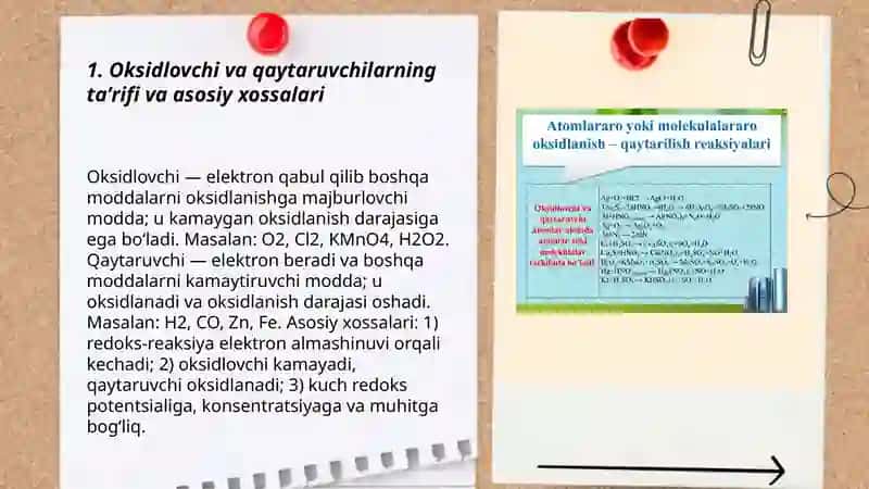 Oksidlovchi va qaytaruvchilarning Xossalari 3